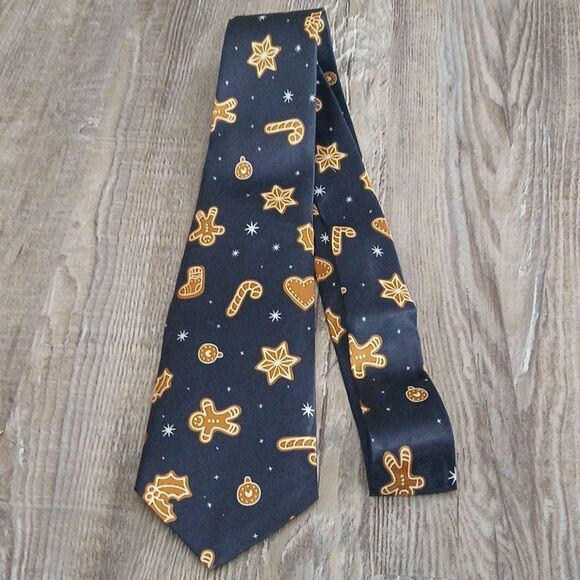 Other - Christmas Necktie Christmas Party Fun Christmas Theme Print Tie NEW Gingerbread